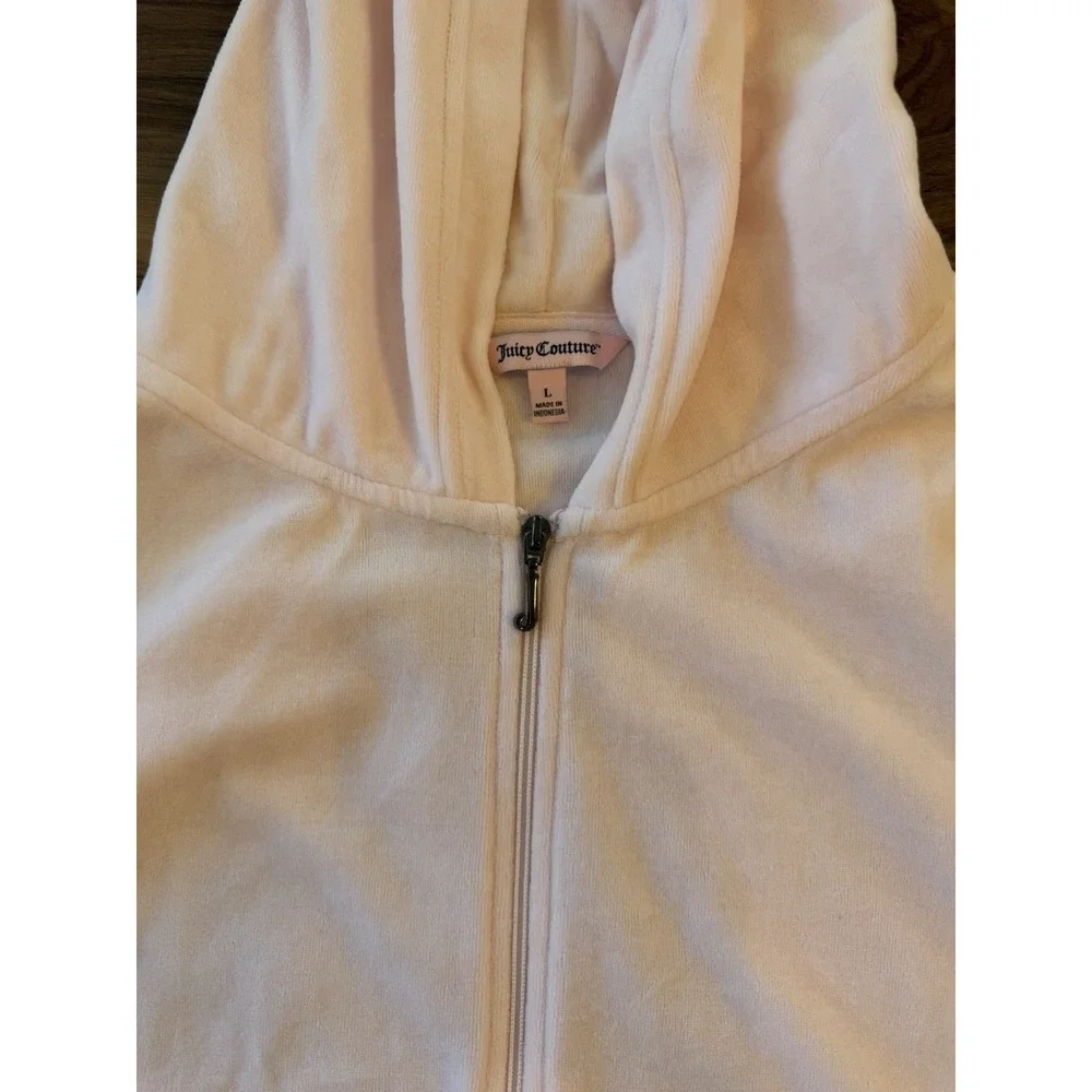 Juicy Couture Rhinestone Sequin Studded Tracksuit Set Pink Hoodie L Blue Pants M